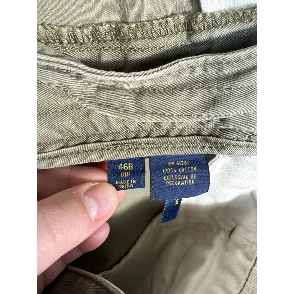 Polo Ralph Lauren Chino Shorts Mens Size 46B 46 Big Khaki Flat Front Classic Fit